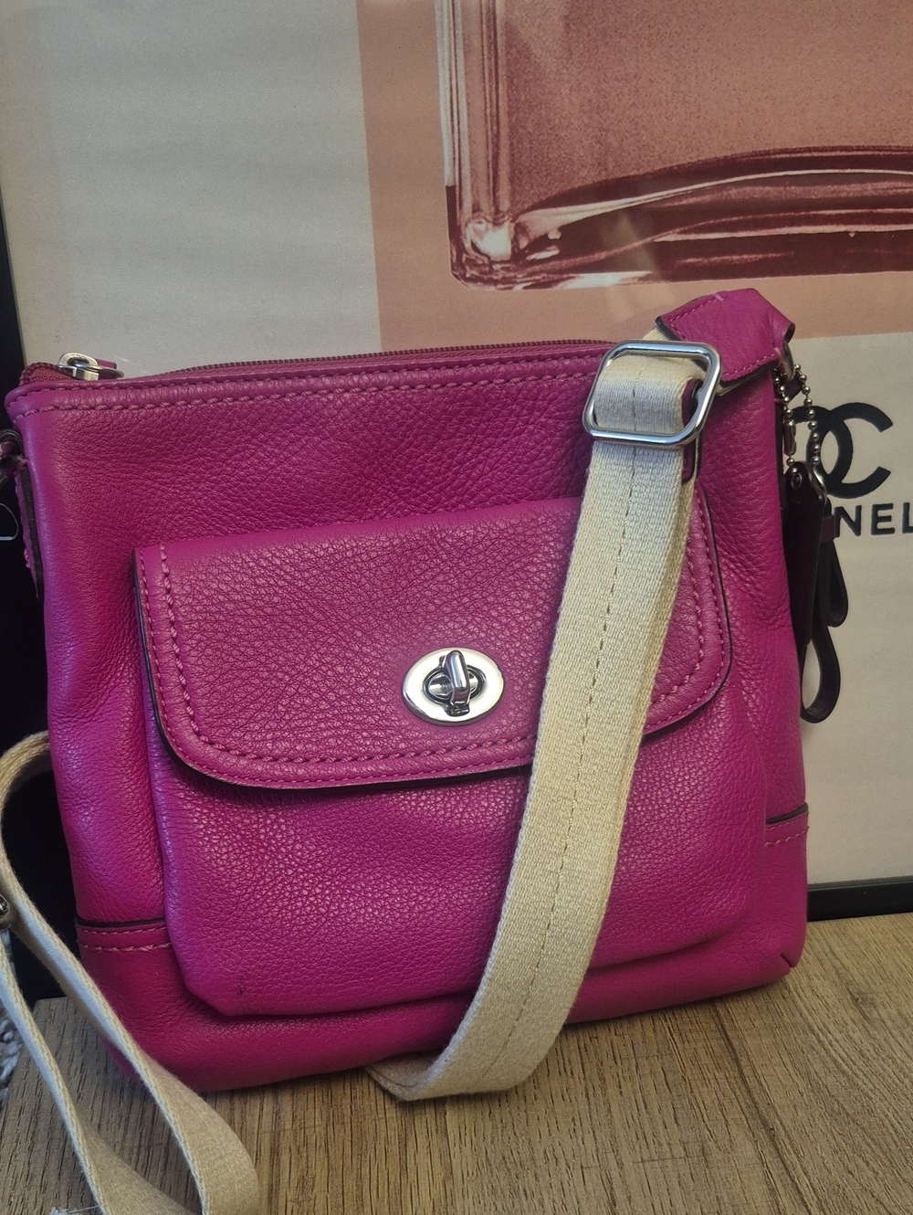 FUCHSIA COACH park LEATHER Swingback Crossbody
